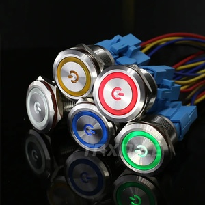 Taxnele Метален LED бутон - 22 mm, пръстеновиден, червен, 220V, IP67 (LB-22B)