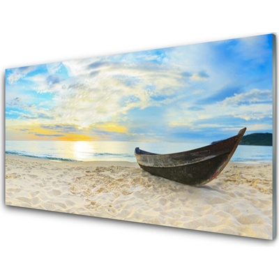 Obraz na skle Szklany Łódka Plaża Morze 100x50 cm