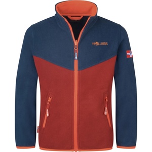 TROLLKIDS Детско поларено яке Trollkids Kids Oppdal Jacket XT Fleece jacket - Carmin Red / Mystic Blue / Flame Orange - размер 152 (EU) (703-2397-2418)