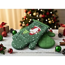 Kuchyňské rukavice chňapky COLOURFUL XMAS zelená 19x30 cm Essex
