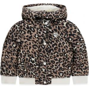 GUESS Зимно яке с леопардов десен за мини момиче със сваляема качулка Guess