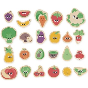 Janod Дървени магнити за деца Плодове и зеленчуци 24 бр