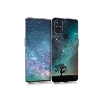kwmobile Прозрачен калъф с дизайн дърво за OnePlus Nord N10 5G - син