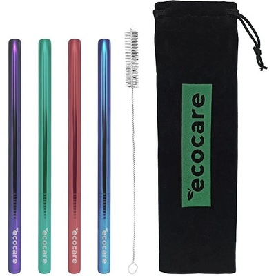 Ecocare ekologická kovová brčka Maxi Mix 21,5 × 1,2 cm 4 ks