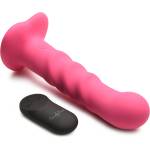 Simply Sweet 21x Vibrating Ribbed Silicone Dildo with Remote Pink