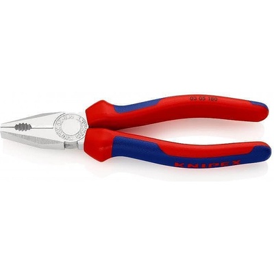 KNIPEX Комбинирани клещи, хромирани, синьо-червена ръкохватка 180мм, Knipex (K0305180)