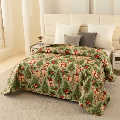Textilomanie Prehoz na posteľ CHRISTMAS PRESENTS zelený 170 x 210 cm