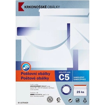 Obálky C5 samolepiace, 25 ks