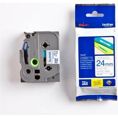 Brother TZE-253, 24mm, bílá/modrá, laminovaná, délka 8m TZE253