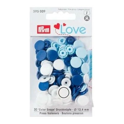 PRYM LOVE Patentky Color snaps – bílá, světle modrá, tmavě modrá