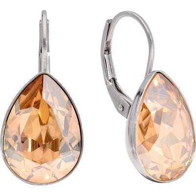 Swarovski Elements Pear stříbrné visací zlaté slzičky kapky 39169.4 Golden Shadow zlatá světlá jantarová zlatobéžová