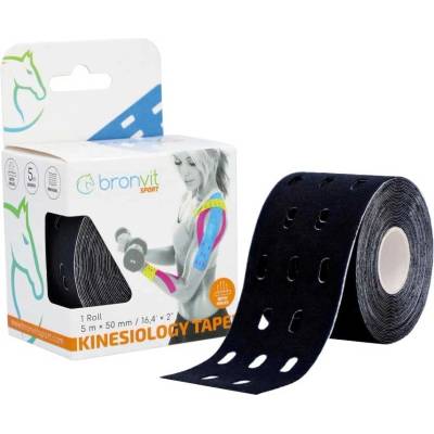 BronVit Sport Kinesio Tape děrovaný černá 5 cm x 5 m