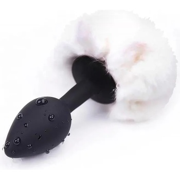 Image 1 of Afterdark Butt Plug with Pompon Black/White Size S
