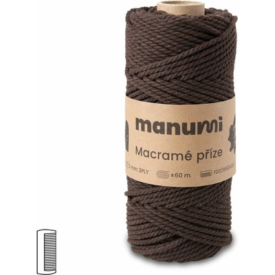 Manumi Macramé příze stáčená 3PLY 3mm čokoládová - 1 ks