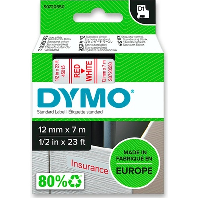 Dymo D1 S0720550 - originální polyesterová páska - 12 mm × 7 m, červeno-bílá