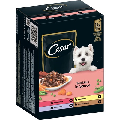 Cesar 24x100г Cesar Selektion, консервирана храна за кучета - месо и зеленчуци в сос