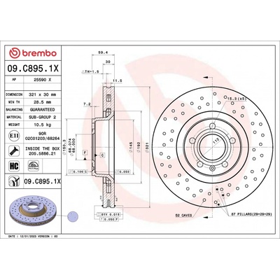 BREMBO Brzdový kotúč 09C8951X