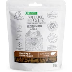 Nature's Protection Superior Care White Dogs Mobility & Joint Health with Lamb- Снакс за поддържане на мобилността и здравето на ставите с агнешко за възрастни кучета от всички породи с бяла козина- 150гр