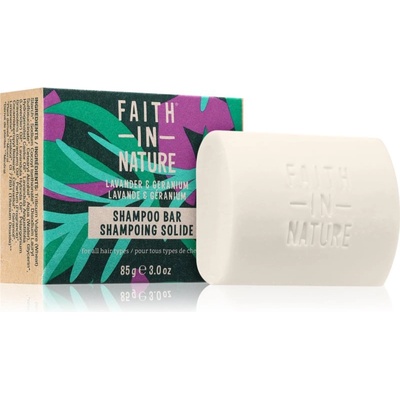 Faith in Nature Lavender & Geranium органичен твърд шампоан с лавандула 85 гр