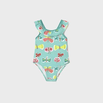 MAYORAL Цял бански щампован в тюркоазен цвят за бебе момиче Mayoral