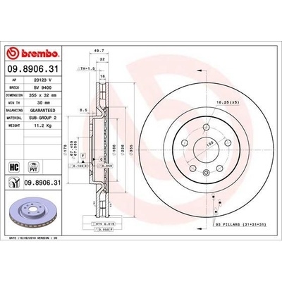 Brzdový kotúč BREMBO 09.8906.31