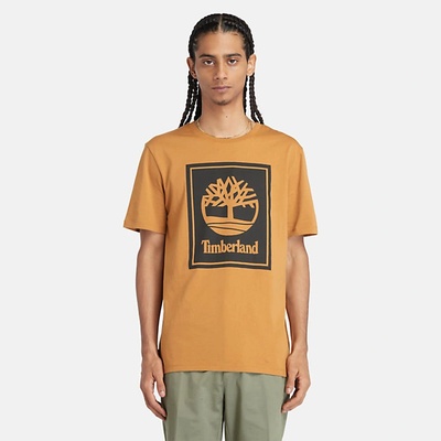 Timberland МЪЖКА ТЕНИСКА block logo t-shirt for men in dark yellow - m (tb0a5wqqp57)