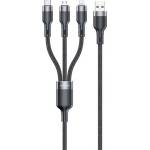 Awei CL-975 кабел за данни 3в1 USB - Type-C/молния/микроUSB, 120 см, ЧЕРЕН (CL-975)