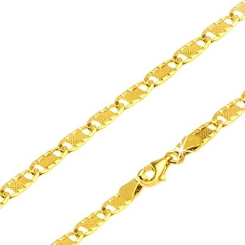 Šperky eshop Zlatá retiazka ploché ozdobne ryhované články, mriežka S3GG28.28