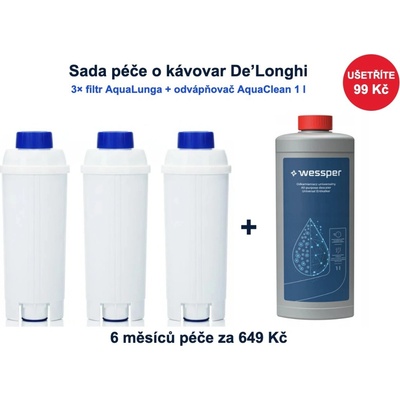 Wessper AquaLunga De'Longhi 3 ks + odvápňovač AquaClean 1 l – Hledejceny.cz