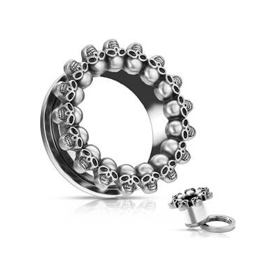 Šperky4U tunel do ucha s lebkami TN01145-10