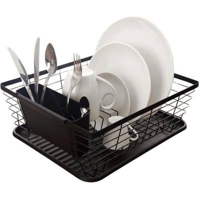 Orion Odkapávač na nádobí, černý, se stojánkem na příbory ARIES