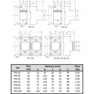BREVE Transformátor PSS 50 230/24V v balení - 16024-9994