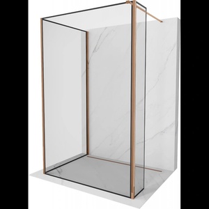 Mexen Kioto стена за душ Walk-in 110 x 90 x 40 cm, черна рамка, розово злато - 800-110-090-221-60-70-040 (800-110-090-221-60-70-040)