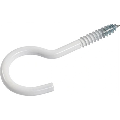 Šroubovací hák ohnutý pozinkovaný pr. 3,3 mm x 60 mm, bílý, 4 ks