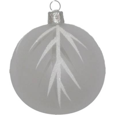ORNEX Guľa sklenená biela lístky 80 mm