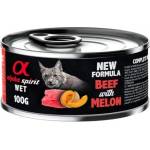 Alpha Spirit Complete wet cat food - консерва за котки с Телешко и пъпеш, 93% месо и 4% плодове - 100 гр 6005009