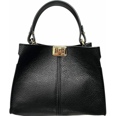 Bagger dámska kožená malá kabelka do ruky/crossbody s kovovým patentom čierna 0191