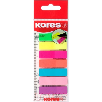 Kores Samolepící záložky Kores Index Strips - 8 x 25 lístků / barevné