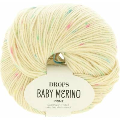 Drops Baby Merino PRINT 106 maslová s farebnými bodkami