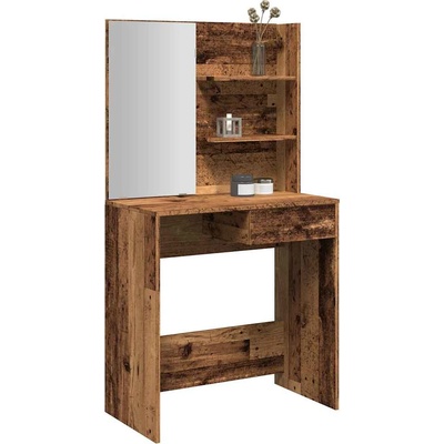 vidaXL Тоалетка с огледало от старо дърво 74, 5x40x141 cm (857007)