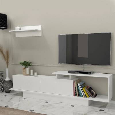 TopMebel Телевизионна маса Novara меламин в бял цвят 180x29, 6x45см