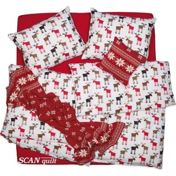 Scan Quilt vianočné obliečky KLASIC so sobíkom 7407/1 Bavlna 140x220 70x90