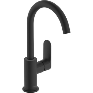 Hansgrohe Rebris S - Смесител за мивка с изпразнител и въртящ се чучур, черен мат 72536670 (72536670)