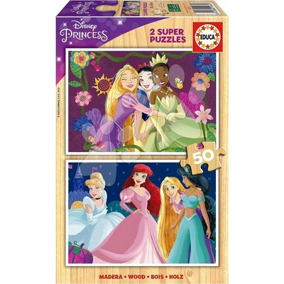 EDUCA Drevené Disney princeznej 2x50 dielov