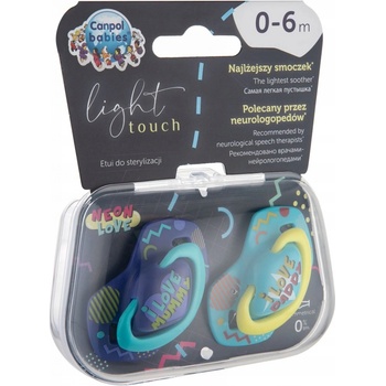 Canpol Babies 2 ks symetrických silikon cumlíkov Neon Love Baby modrá