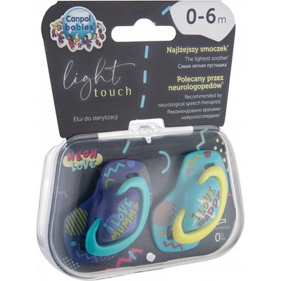 Canpol Babies 2 ks symetrických silikon cumlíkov Neon Love Baby modrá