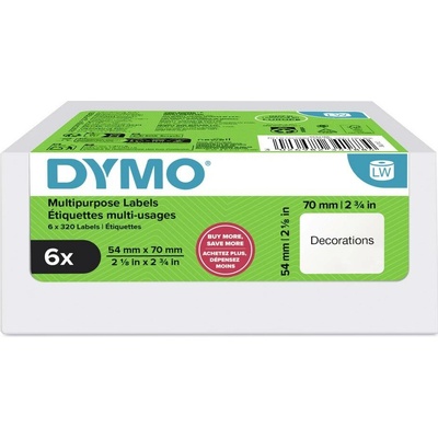 DYMO etikety v roli 70 x 54 mm papier thermodirekt biela 6 roliek premiestniteľné 2234188 univerzálne etikety, štítky CD