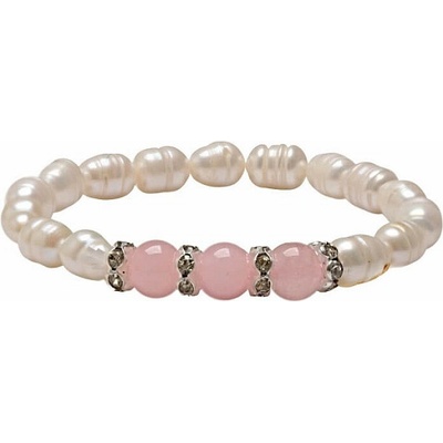 Nefertitis Dámský perlový náramek s růženínem 8 mm NF64155 obvod cca 16 až 21 cm