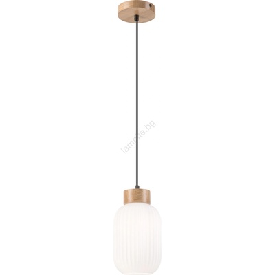 LAMKUR Пендел HARMONY 1xE27/15W/230V Ø 14 см бял/дъб (LA53462)