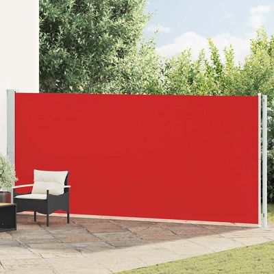 vidaXL Zatahovací boční markýza červená 180 x 600 cm
